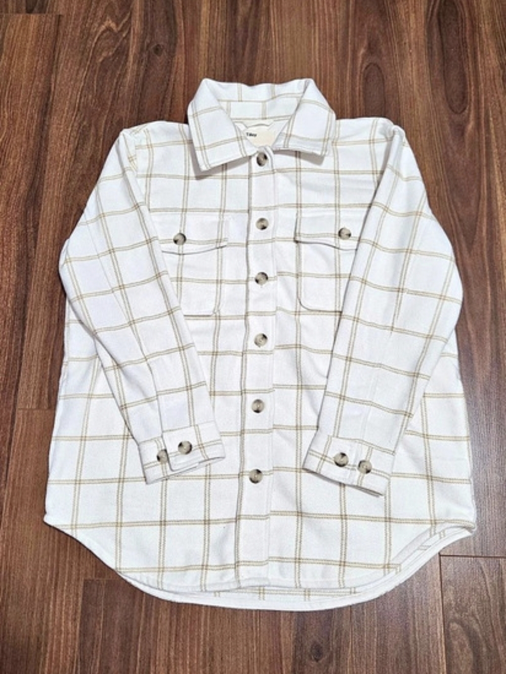 Tilley Plaid Utility Jacket in White & Brown Like New